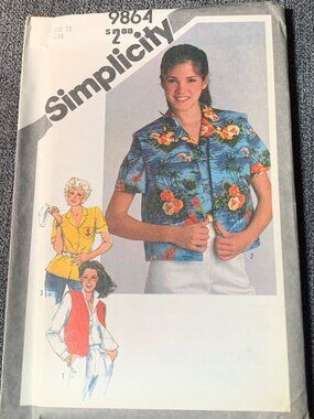 Simplicity Misses Shirt Sewing Pattern Size 12 9864 Uncut
